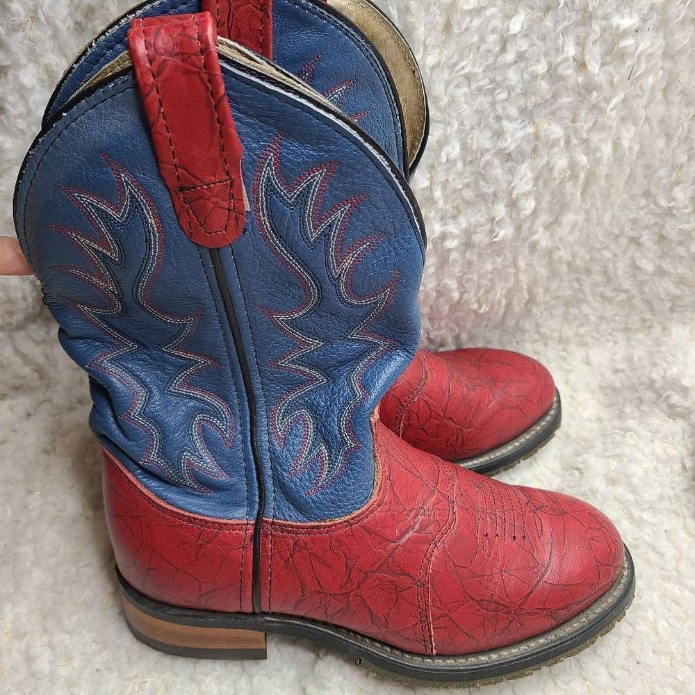 Double H Womens Roper Red and Blue Western‎ Boots size 6.5